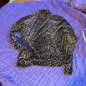 LT Sport Long Sleeved Velour Animal Print Blouse P/L Petite